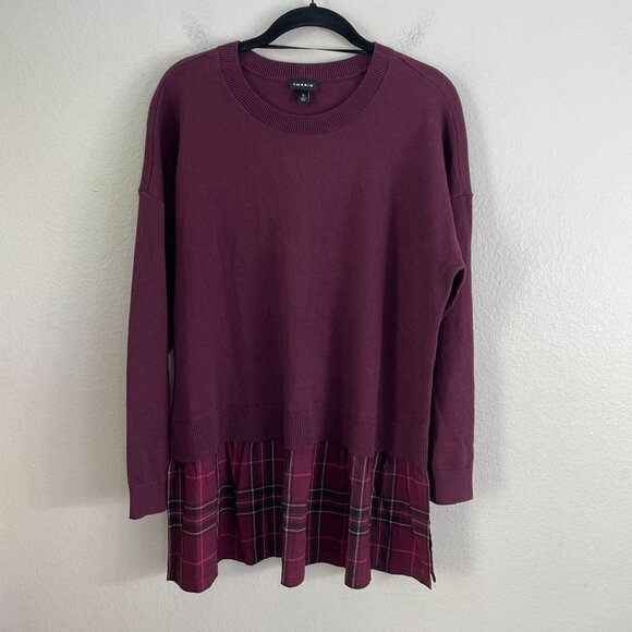 Torrid 0 Womens Large Long Sleeve Cropped 2fer Sweater Knit Top Preppy Academia - Picture 6 of 9